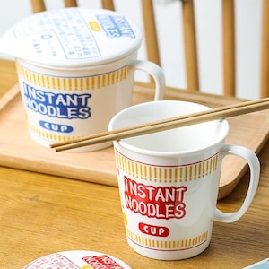 Tazas de fideos instantáneos con tapa / Taza para sopa / amante del ramen / Taza de fideos japonesa imagen 3
