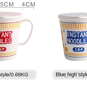 Tazas de fideos instantáneos con tapa / Taza para sopa / amante del ramen / Taza de fideos japonesa 680 Mililitros