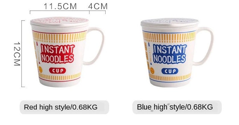 Tazas de fideos instantáneos con tapa / Taza para sopa / amante del ramen / Taza de fideos japonesa 680 Mililitros