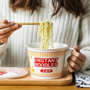 Tazas de fideos instantáneos con tapa / Taza para sopa / amante del ramen / Taza de fideos japonesa imagen 6