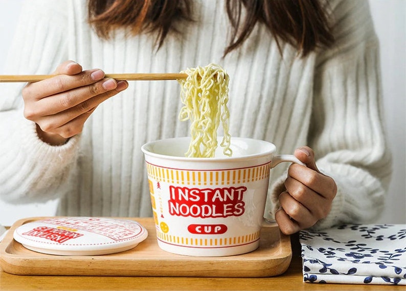 Instant noodle Mugs with Lid Mug for Soup ramen lover Japanese noodle Mug image 6
