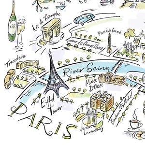 Illustrated Map of Paris- Signed Limited edtion Print par Inky Mitch (artiste Ian Mitchell)