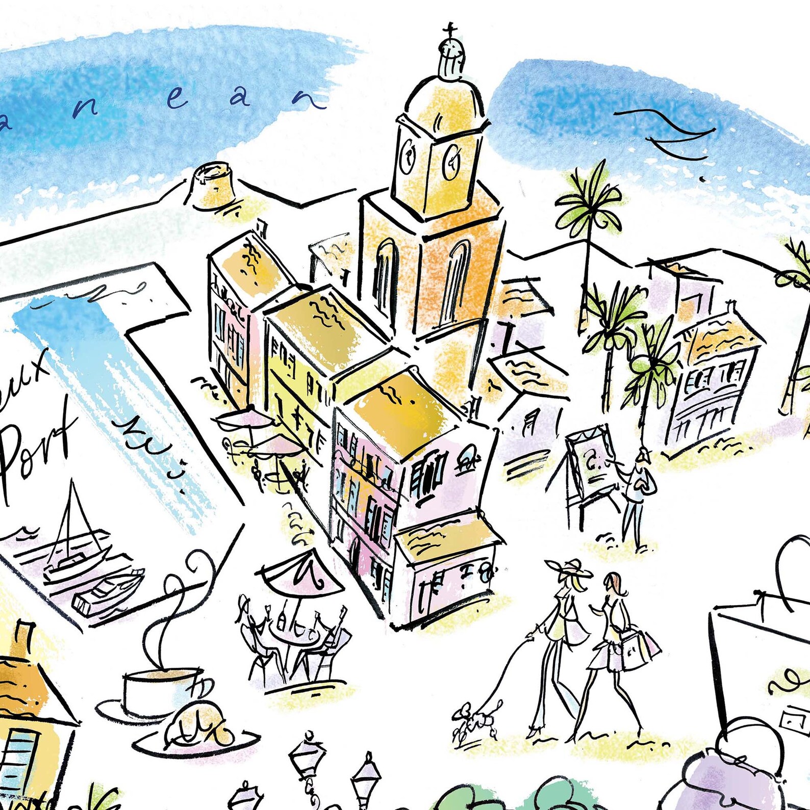Giclée Print Illustrated Map of St Tropez - Etsy
