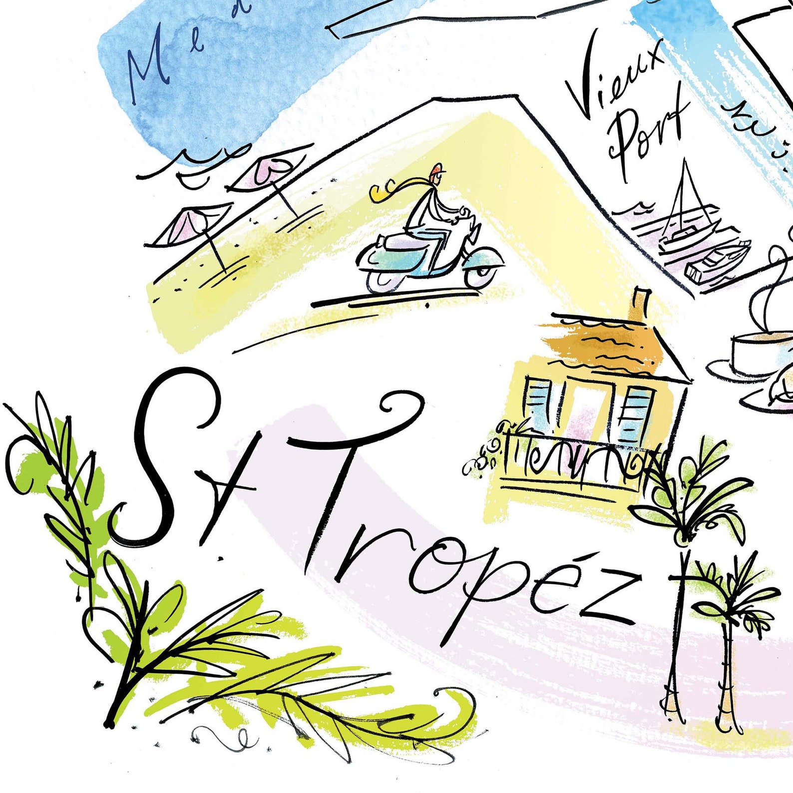 Giclée Print Illustrated Map of St Tropez - Etsy
