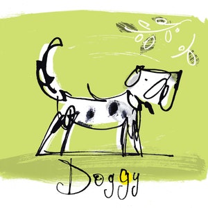 Stampa giclée di Illustration of dog di Inky Mitch (aka Ian Mitchell)