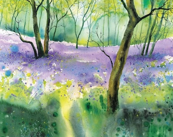 Bluebell Wood Watercolour Print