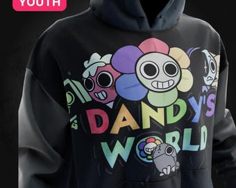 YOUTH Dandy's World Game Inspired All Over Print Hoodie Small to