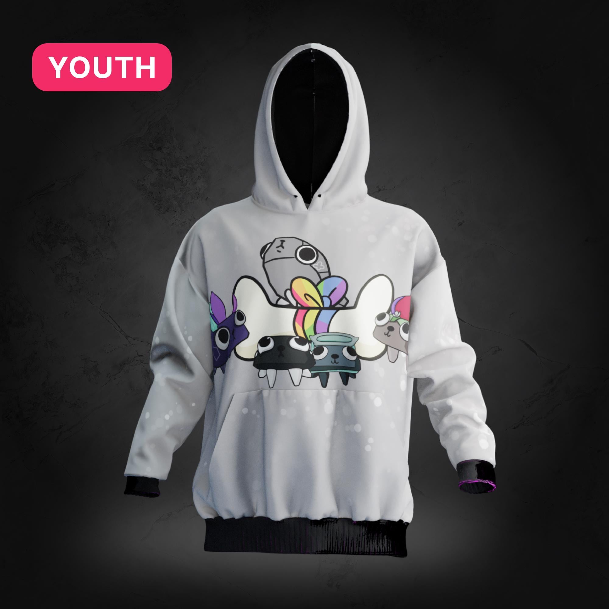 Dandy's World Pebble Inspired All Over Print Hoodie Small to Extra