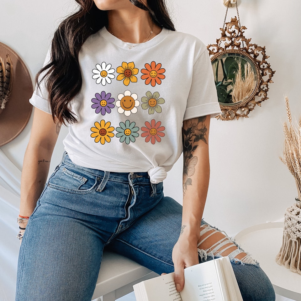 Discover smiley flower hippie shirt