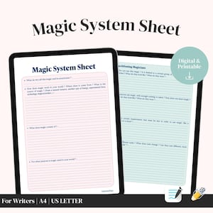 Magic System World Building Sheet | NaNoWriMo Writers Workbook | Goodnotes Notability Writing | Template | Novel Planner | Character Profile