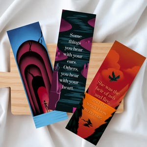 Pacchetto segnalibri Trono di Vetro con citazioni / Romanticismo / Sarah J Maas / Regalo per amanti dei libri / Merchandising Booktok / Corona di Mezzanotte / Erede del Fuoco