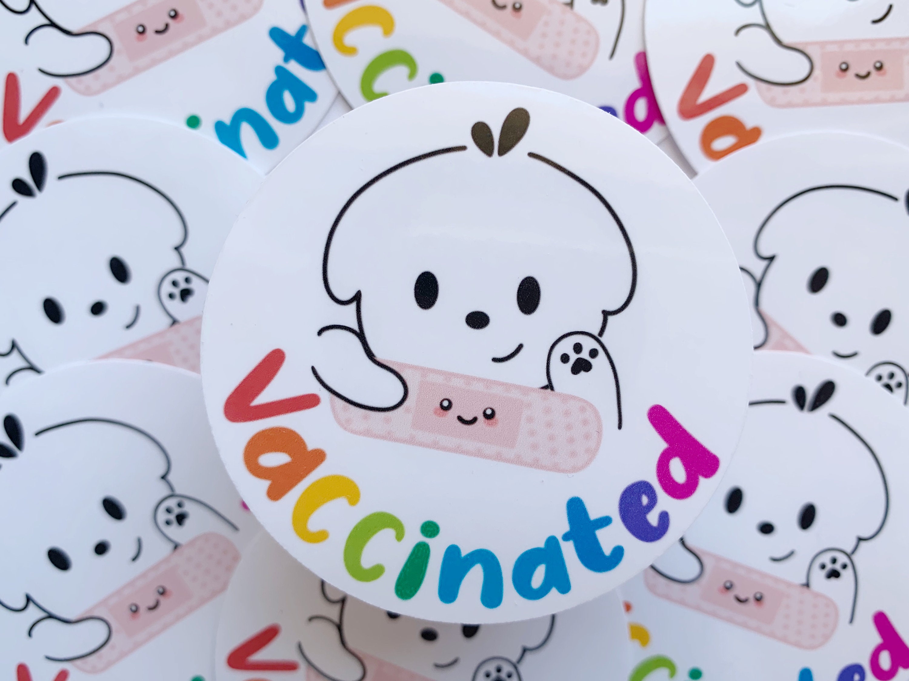 Cute Vaccinated Stickers Covid19 Vaccine Cute Dog Etsy