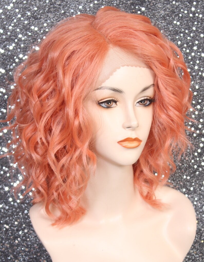 Dark Peach Wavy Human hair Blend Dentelle Front Wig Side Hand Etsy