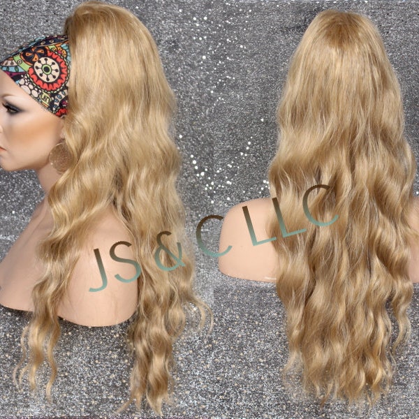 Silky Luxerious Extra Long Ponytail in Dark Blonde mescolato leggermente ondulato viene fornito con coulisse e clip artiglio attacco Decidi tu