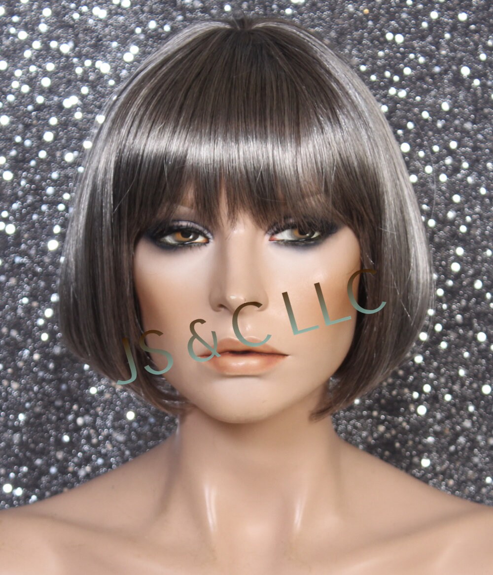 Salt and Pepper Silky Straight Bob EVERYDAY Wig Tapered Back Center