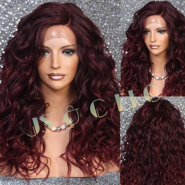 Burgundy Mixed Human hair blend Full Lace Front wig Luscious and naturel Hand Tied Heat Safe Cancer/alopecia Cosplay