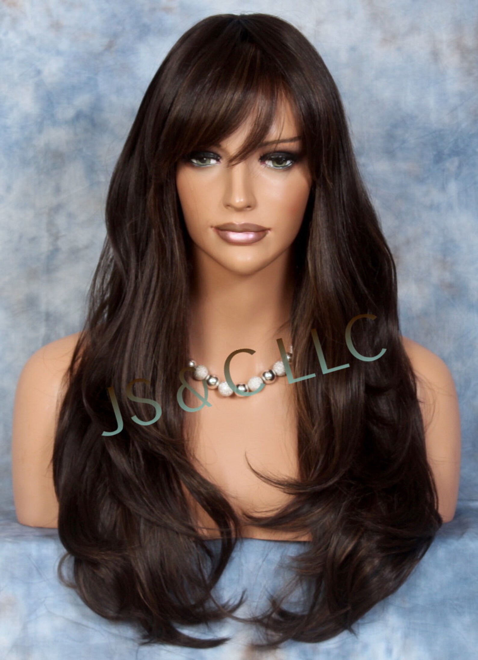 Brown Mixed Stunning Human Hair Blend Wig Long Layered Wavy Etsy brown-mixed-stunning-human-hair-blend-wig-long-layered-wavy-etsy