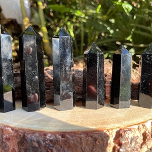 Black Obsidian Tower Point | Obelisk | Crystal Wand | Healing Stone | Psychic Protection | Chakra Energy | A+ Grade