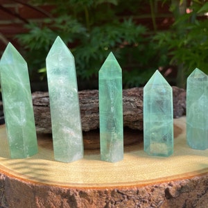 Green Fluorite Tower Point: Natural Crystal Obelisk Wand