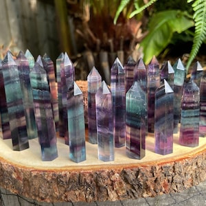 A+ Grade Rainbow Fluorite Tower Point | Obelisk | Crystal Wand | Healing Stone | Protection | Chakra Energy | Stress | Concentration