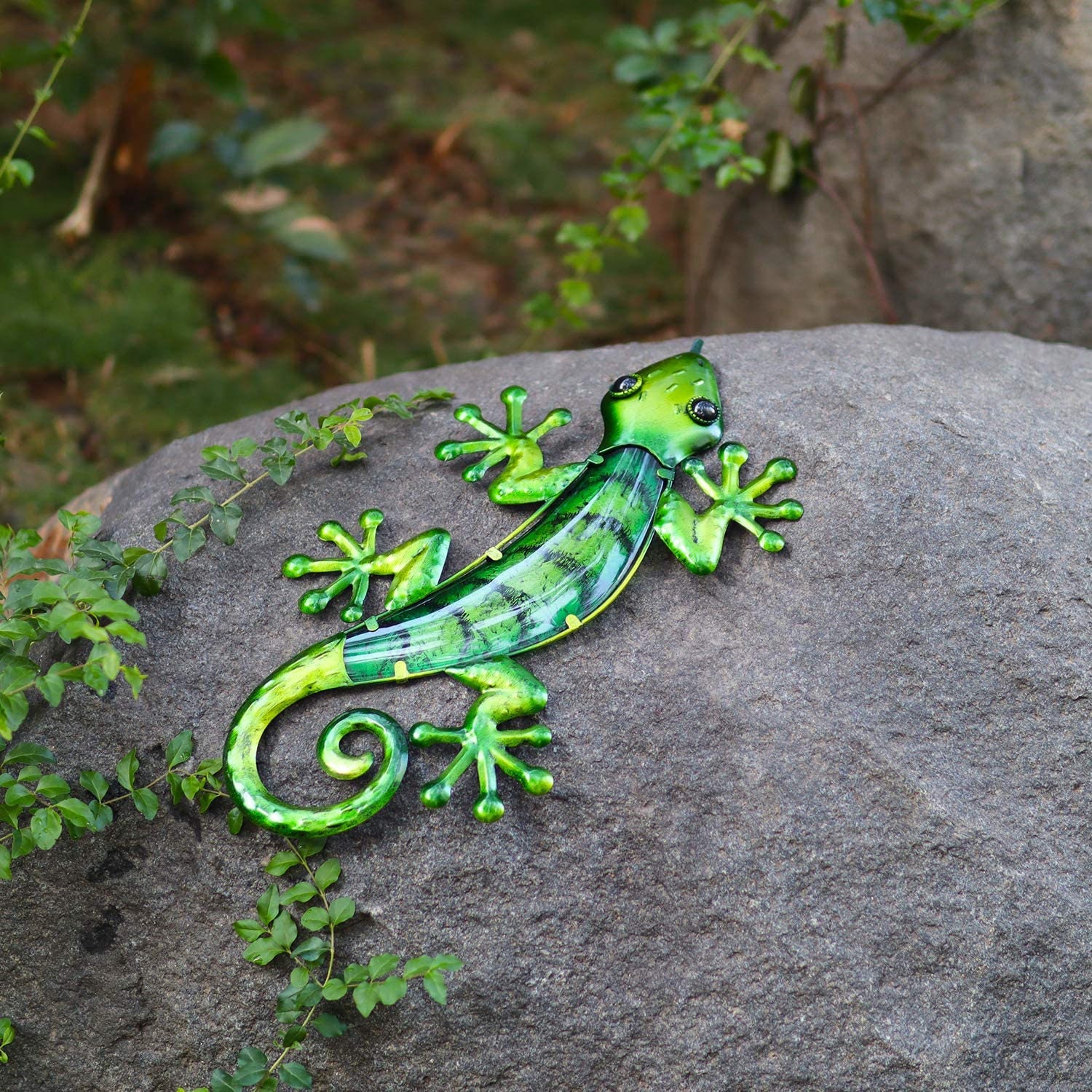 Gecko Green Striped Wall Art Lizards Outdoor Decor Garden Etsy