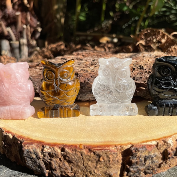 Owl Natural Gemstone Figurine | Crystal Owl | Hand Carved | Crystal Healing Animal