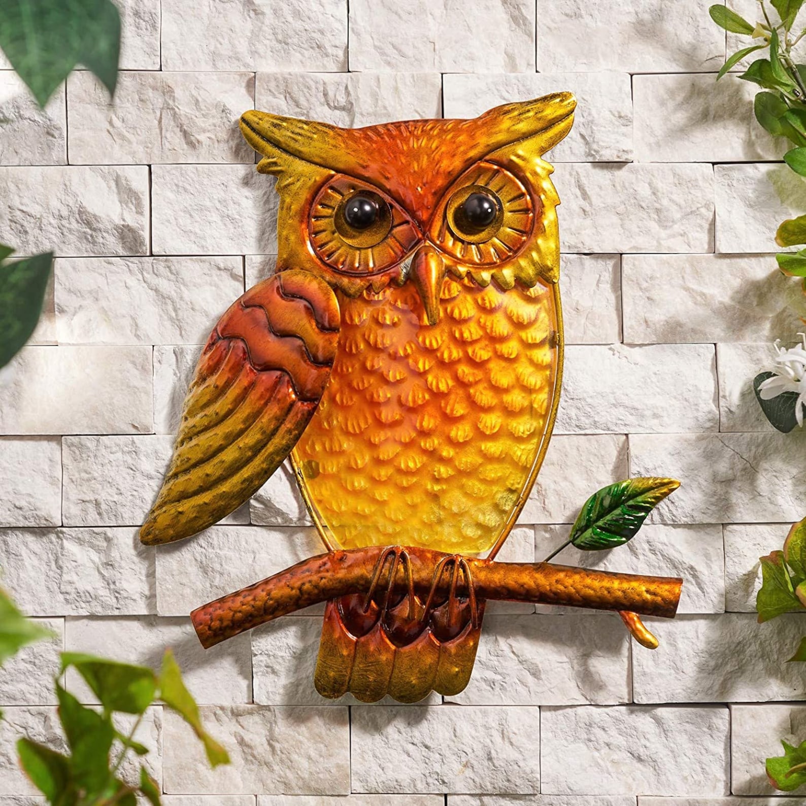 Owl Glass/Metal Wall Art Outdoor Decoration Garden Fence Etsy