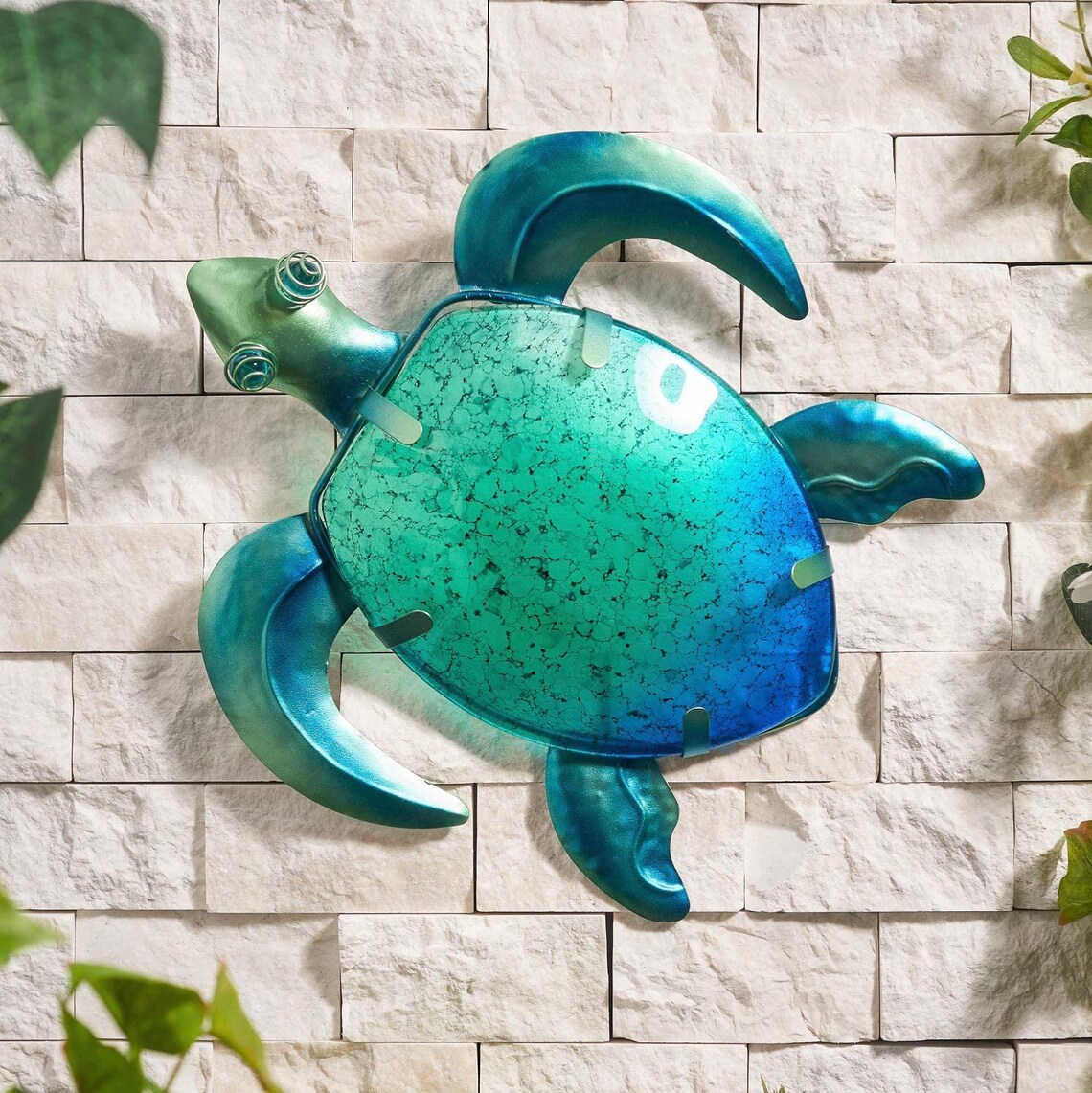 Turtle Glass/Metal Wall Art Outdoor Decoration Garden Etsy