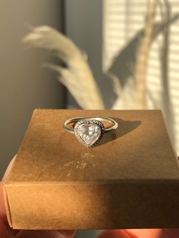 Pandora Sparkling Heart Silver Ring 