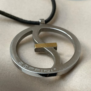 Zoppini Stainless Steel Harmony Pendant w/ 18K Gold Inlay (Large)