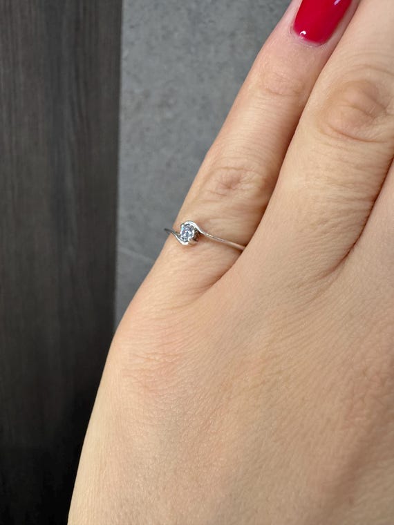 Vintage Small Silver Stackable ring in size 48 | … - image 3