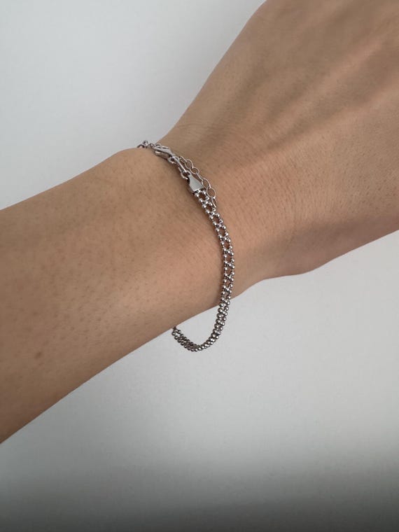 Double Modern Two different braid in one Silver 9… - image 6