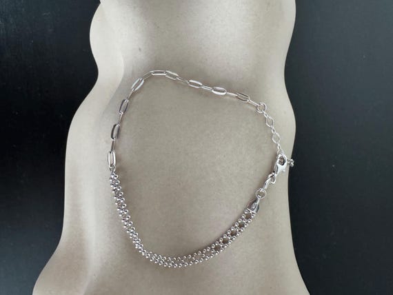 Double Modern Two different braid in one Silver 9… - image 3