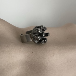 Adjustable Silver plated Danish Brutalist Ring