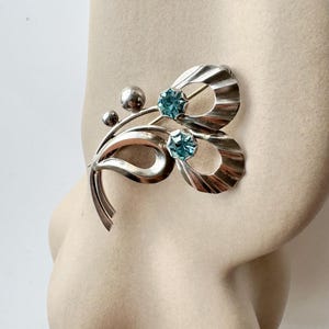 Vintage 1960’s Hermann Siersbol Denmark Sterling Silver Brooch Blue