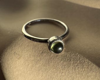 Retired Hans Henrik Nygaard Bullet Dark Green Silver Stacking Ring 9US / 59.5 size