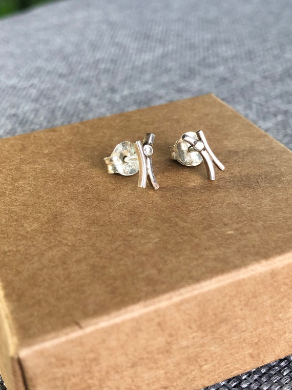 Modern Danish Minimalist Silver Stud Earrings