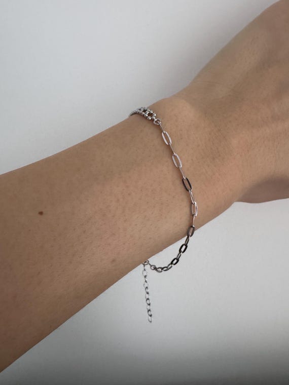 Double Modern Two different braid in one Silver 9… - image 5