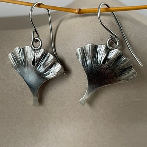 Danish Silver Ginkgo Biloba Earrings
