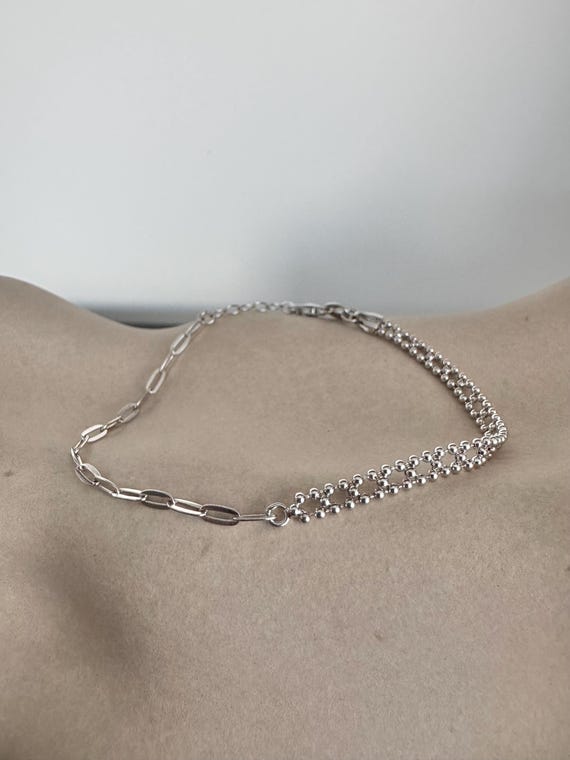 Double Modern Two different braid in one Silver 9… - image 1