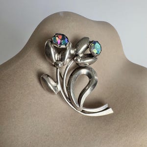 Vintage 1960’s Hermann Siersbol Denmark Sterling Silver Brooch Blue