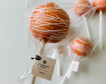 Dozen Cake Pops (12 Cake Pops) - Orange with White Drizzle - Birthday Party Favors - Party Favors - Baby Shower Favors - Wedding Favors