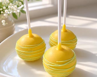 Yellow & Light Green Drizzle Cake Pops : Party Favors (Dozen)