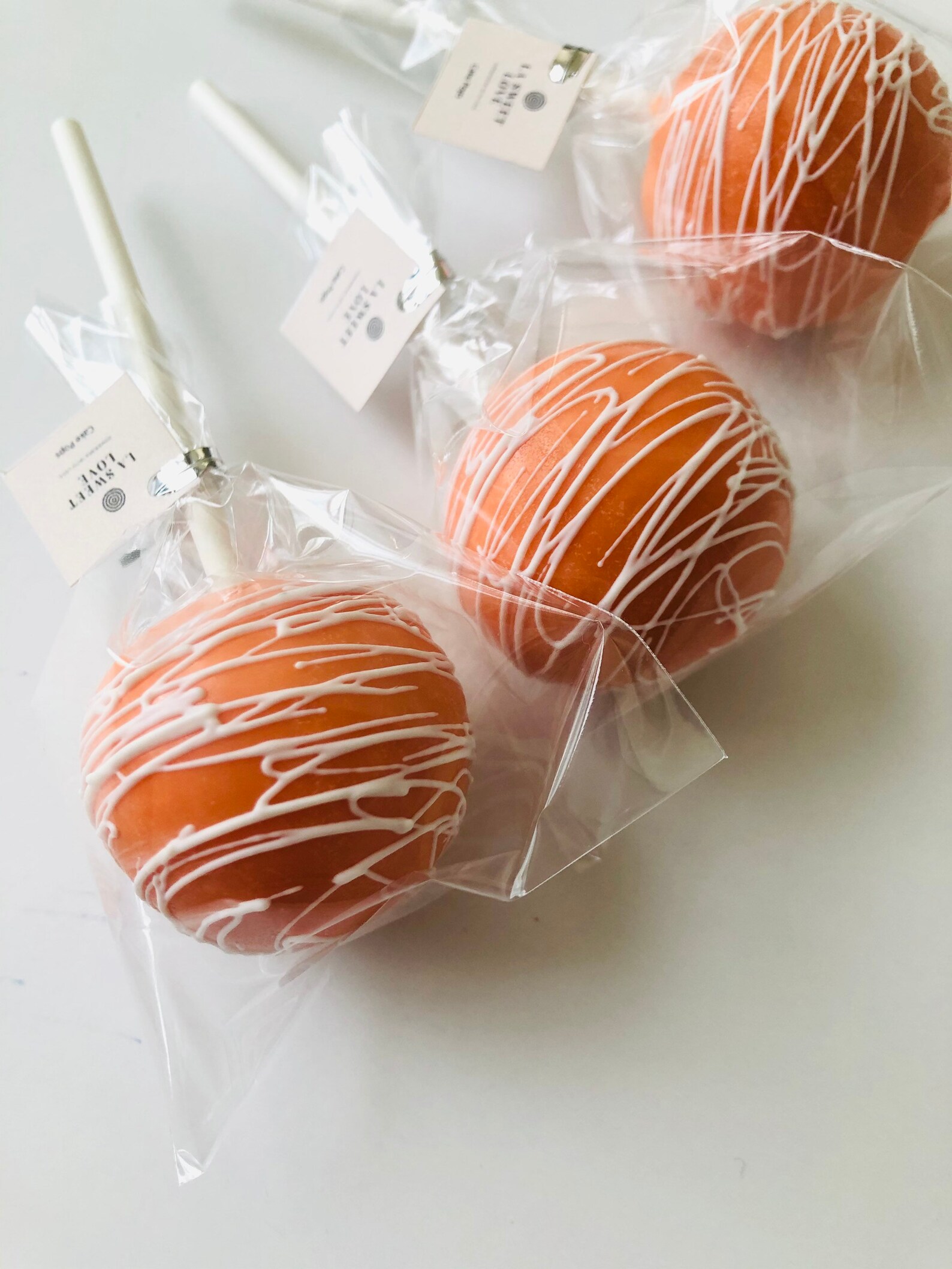 Dozen Cake Pops 12 Cake Pops Orange With White Drizzle Etsy