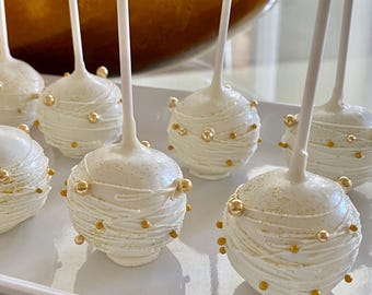 White Gold Cake Pops : Party Favors (Dozen)