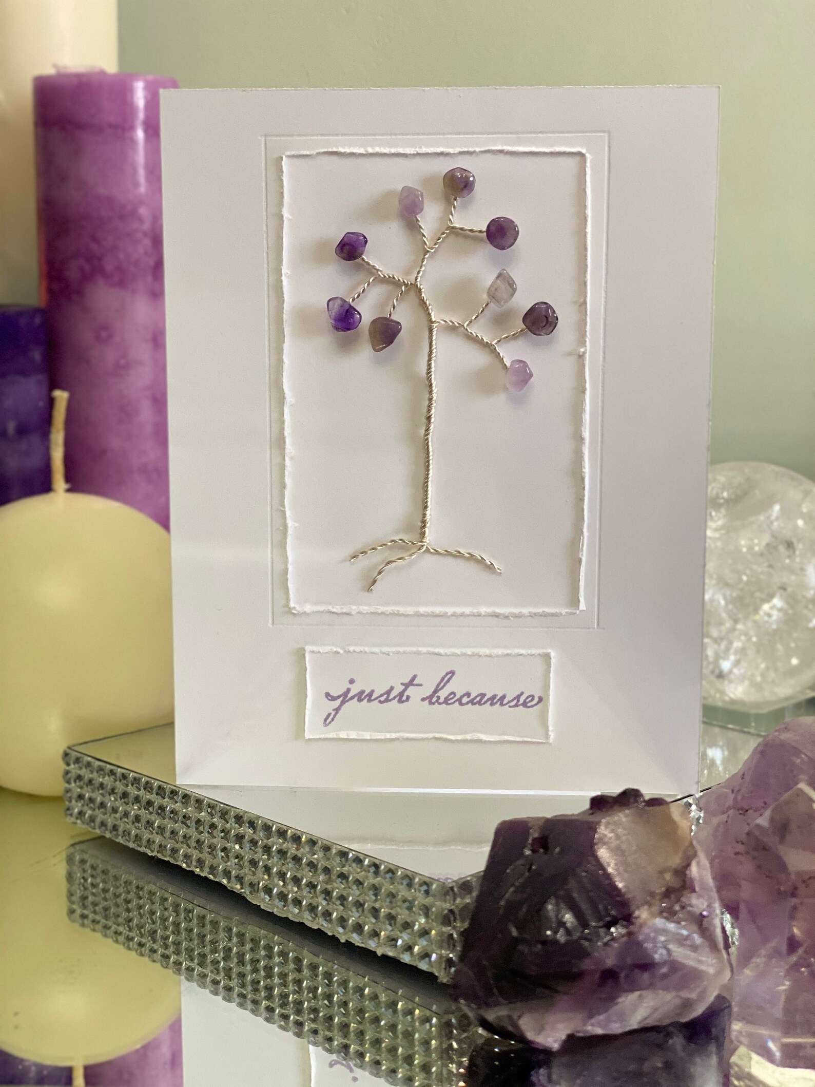 Customizable Amethyst Crystal Greeting Card / Choisissez Gold Etsy