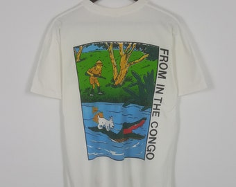 Vintage Tintin From In The Congo Tshirt