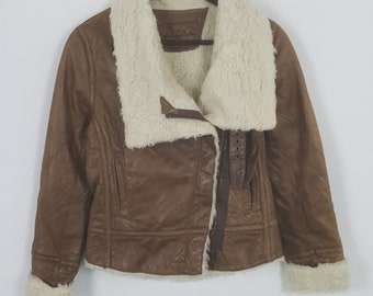 Vintage Goa Japanese Brand Leather Fleece Jacket - Etsy