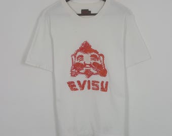 Camiseta japonesa vintage con diseño artístico de logotipo grande de Evisu