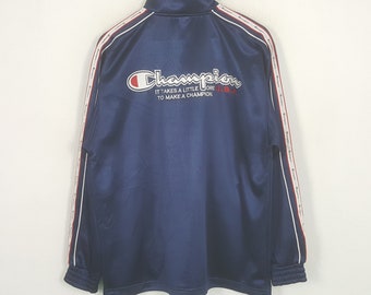 Vintage 90's Champion Blue Multicolor Medium Track Top Jacket